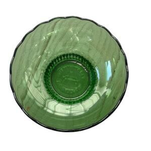 Vintage MCM 1950s. E.O Brody Co. M2000 Cleveland Ohio Green Glass Scallop Bowl.
